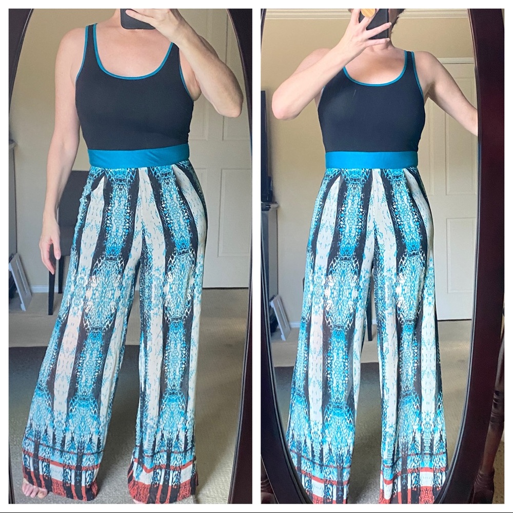 JEALOUS TOMATO Jumpsuit wide leg boho print black tank top jumper palazzo pants
